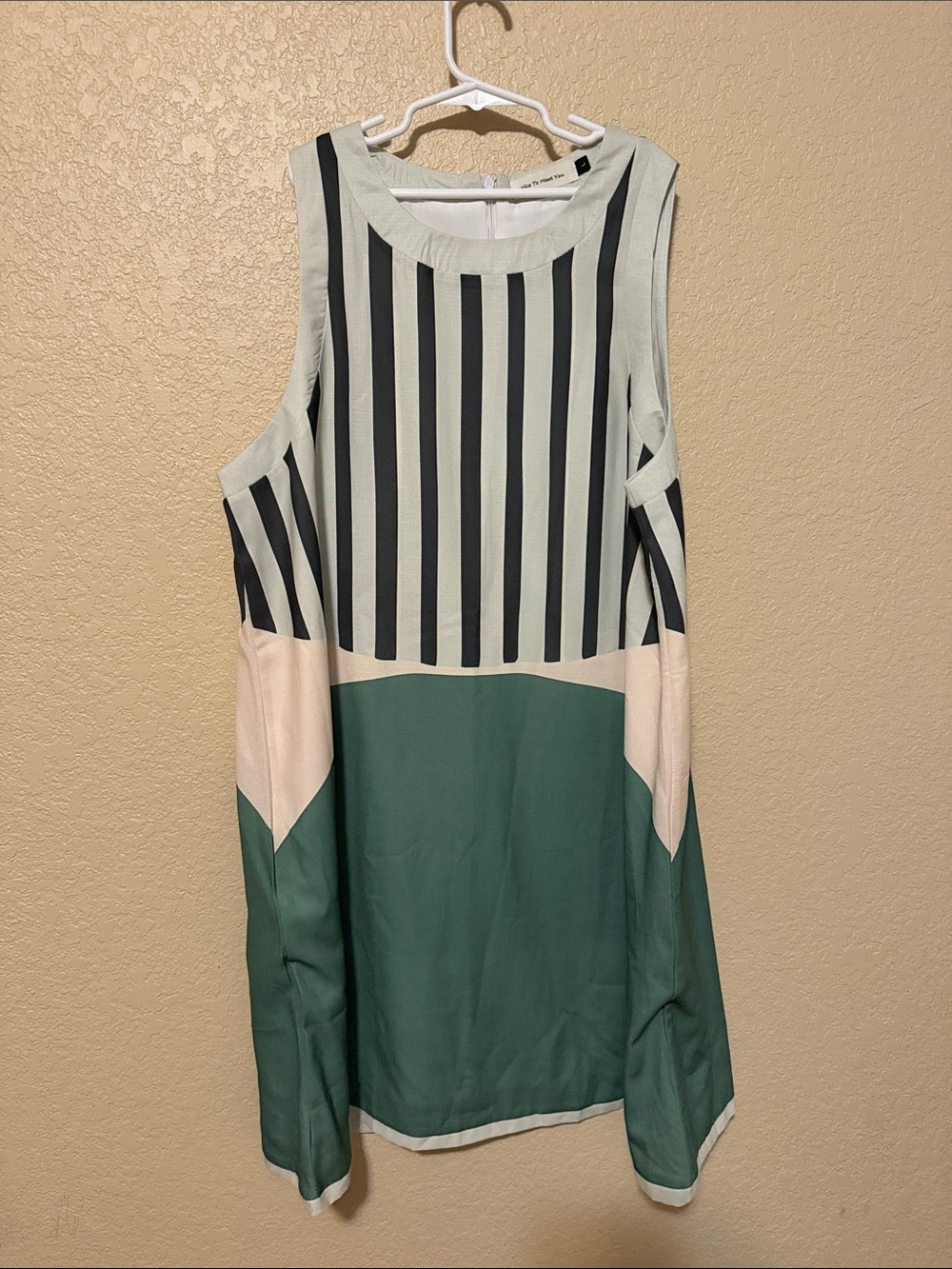 Colorblock Striped Mini Dress in Green, Black & Pale Pink